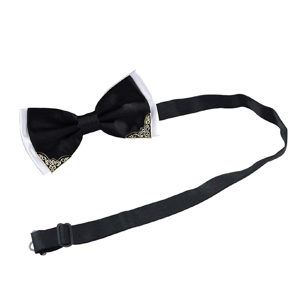 Mens Microfiber Metal Tipped Pre Tied Bow tie - Picture 2 of 2